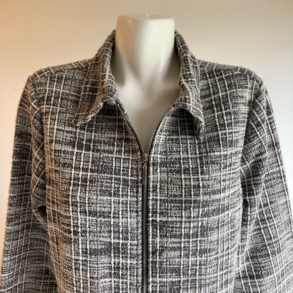 Emily Daniels Black White 44% Cotton 42% Polyester Zipper Closure Jacket size M - Picture 2 of 13